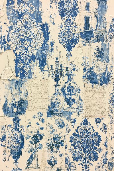 Blue Toile Damask Print. poster