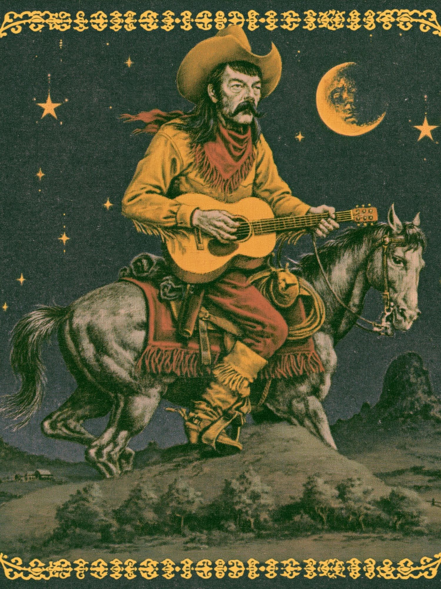 Cowboy Guitar Rider Vintage Poster. poster detail