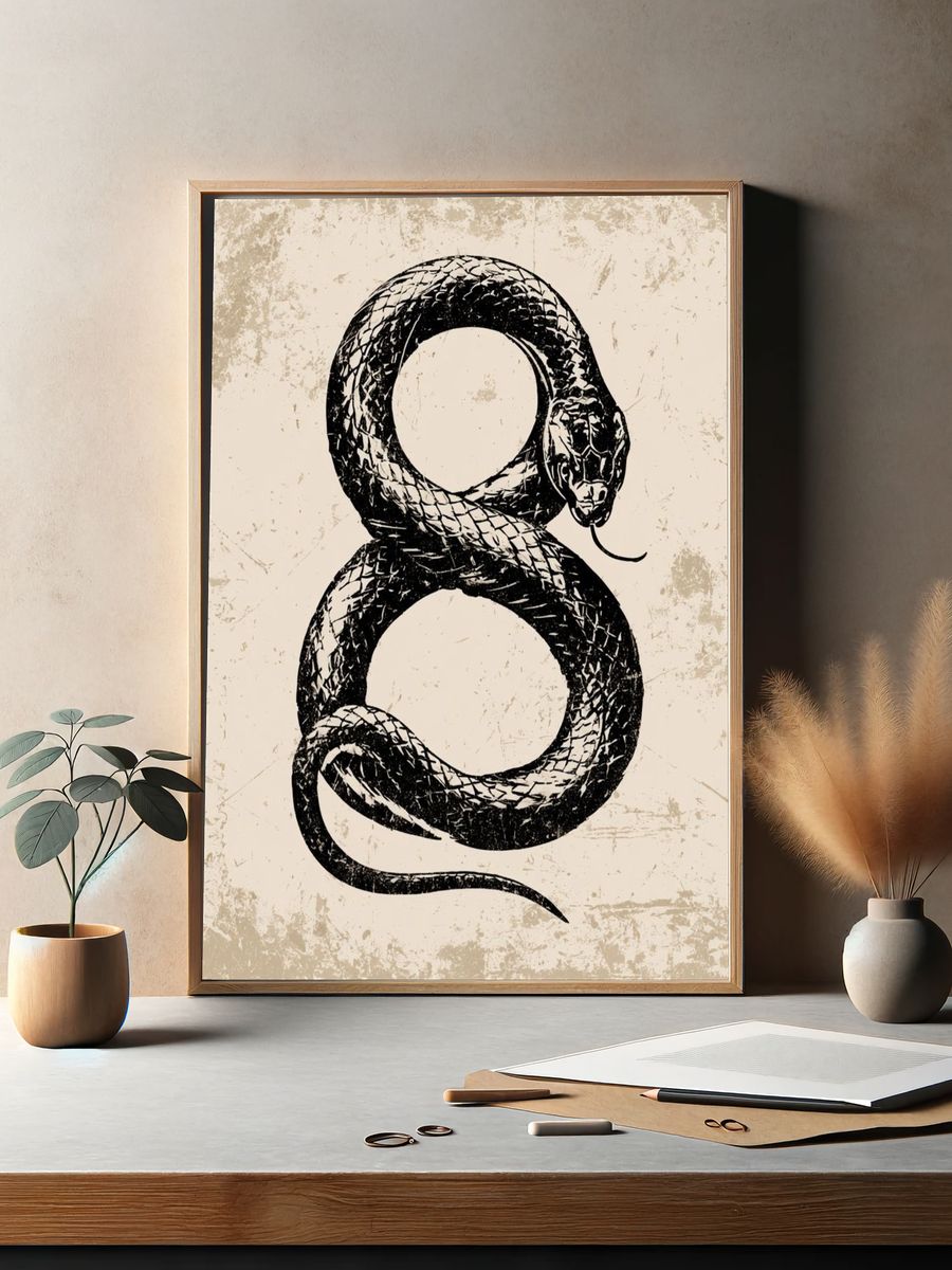 Coiled Snake Vintage Print. — room view 2