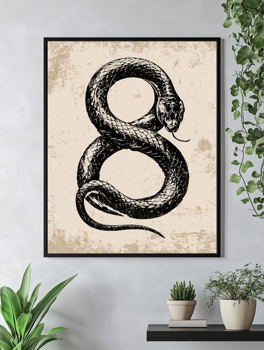 Coiled Snake Vintage Print. — room view 4