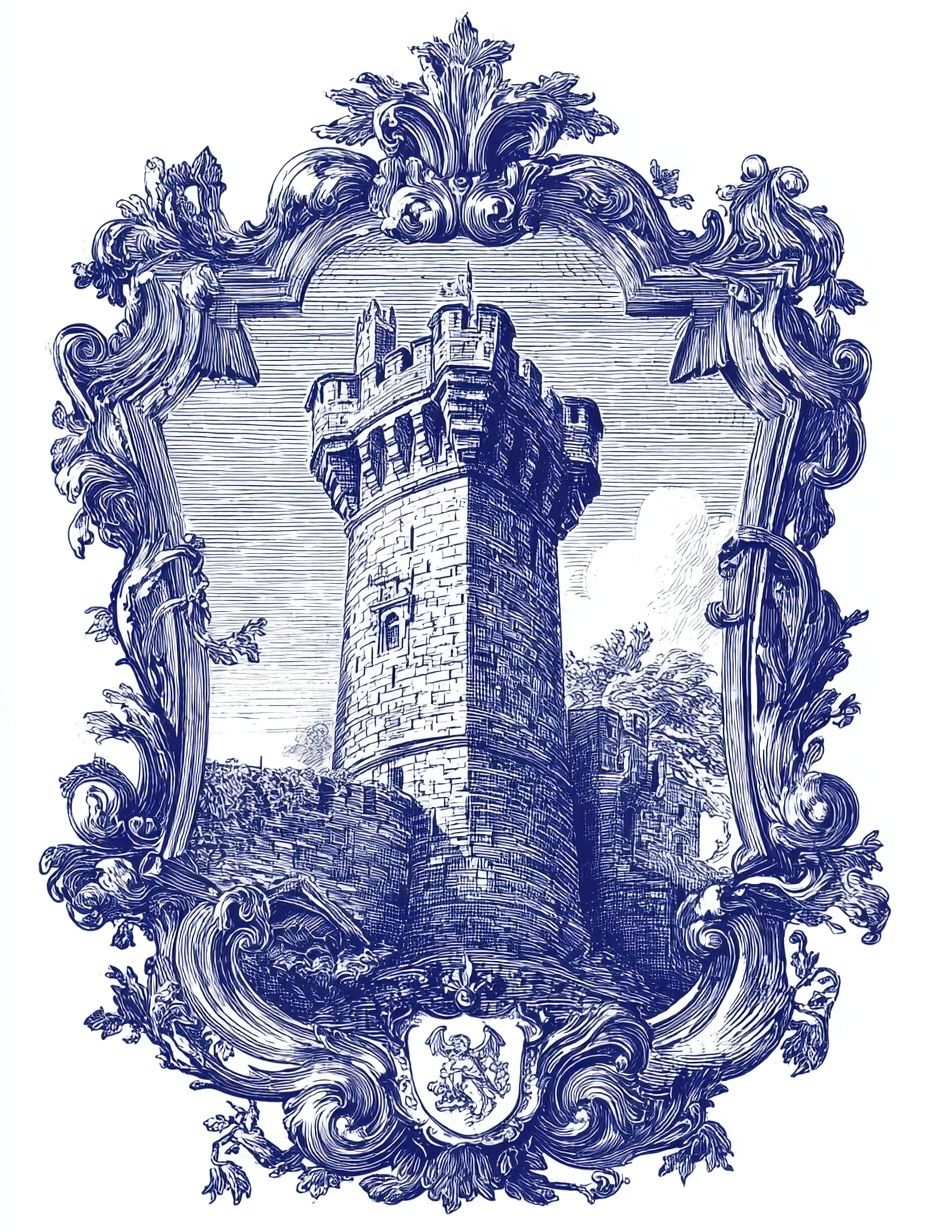 Blue Castle Crest Vintage Print. poster — vintage art