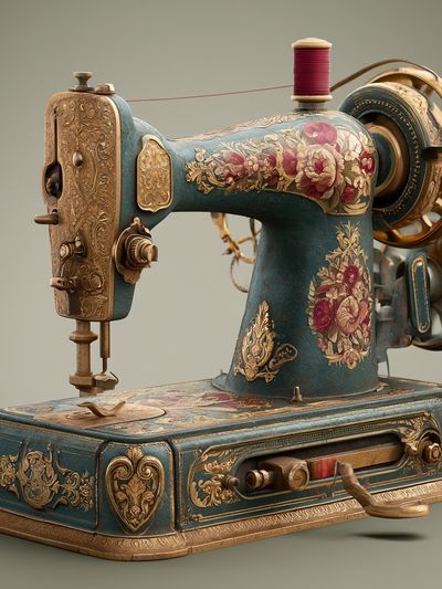 Ornate Vintage Sewing Machine Poster.