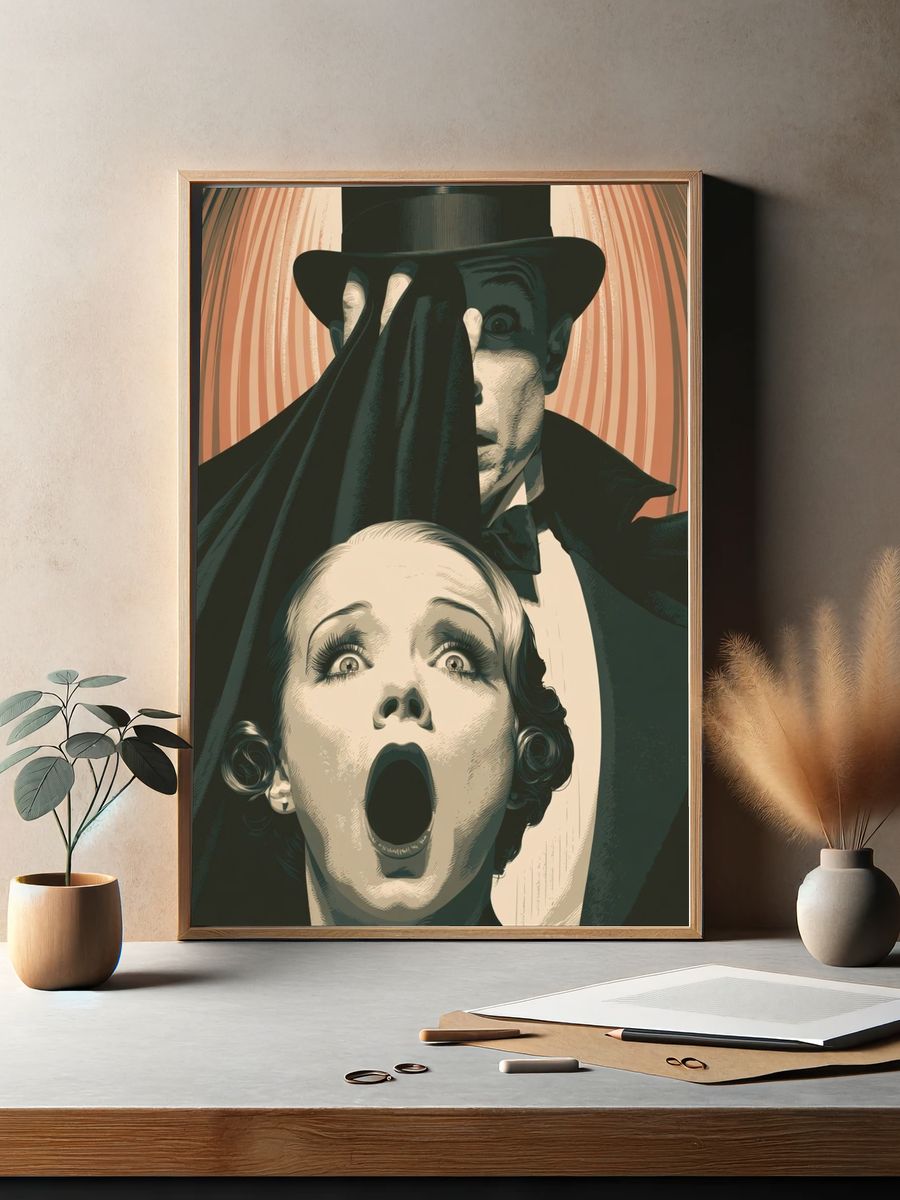 Vintage Horror Couple Poster. — room view 2