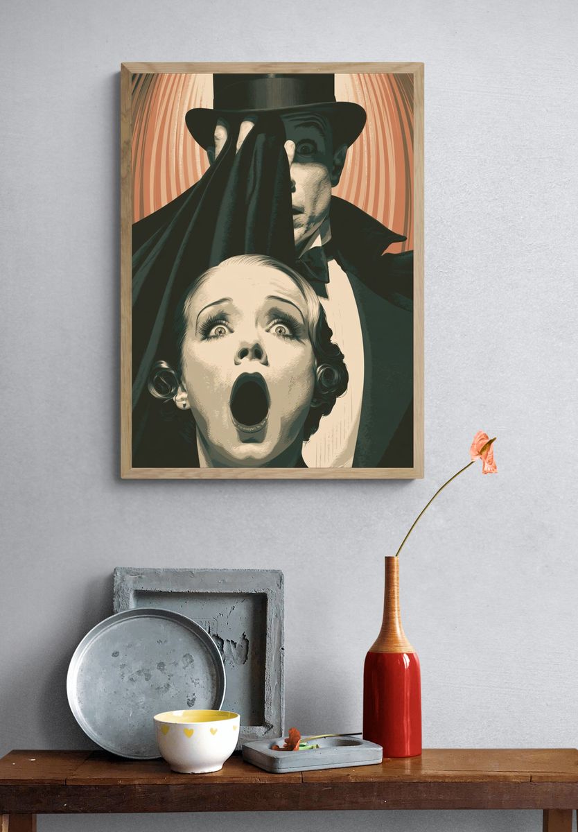 Vintage Horror Couple Poster. — room view 3