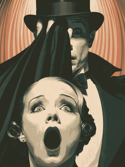 Vintage Horror Couple Poster. poster