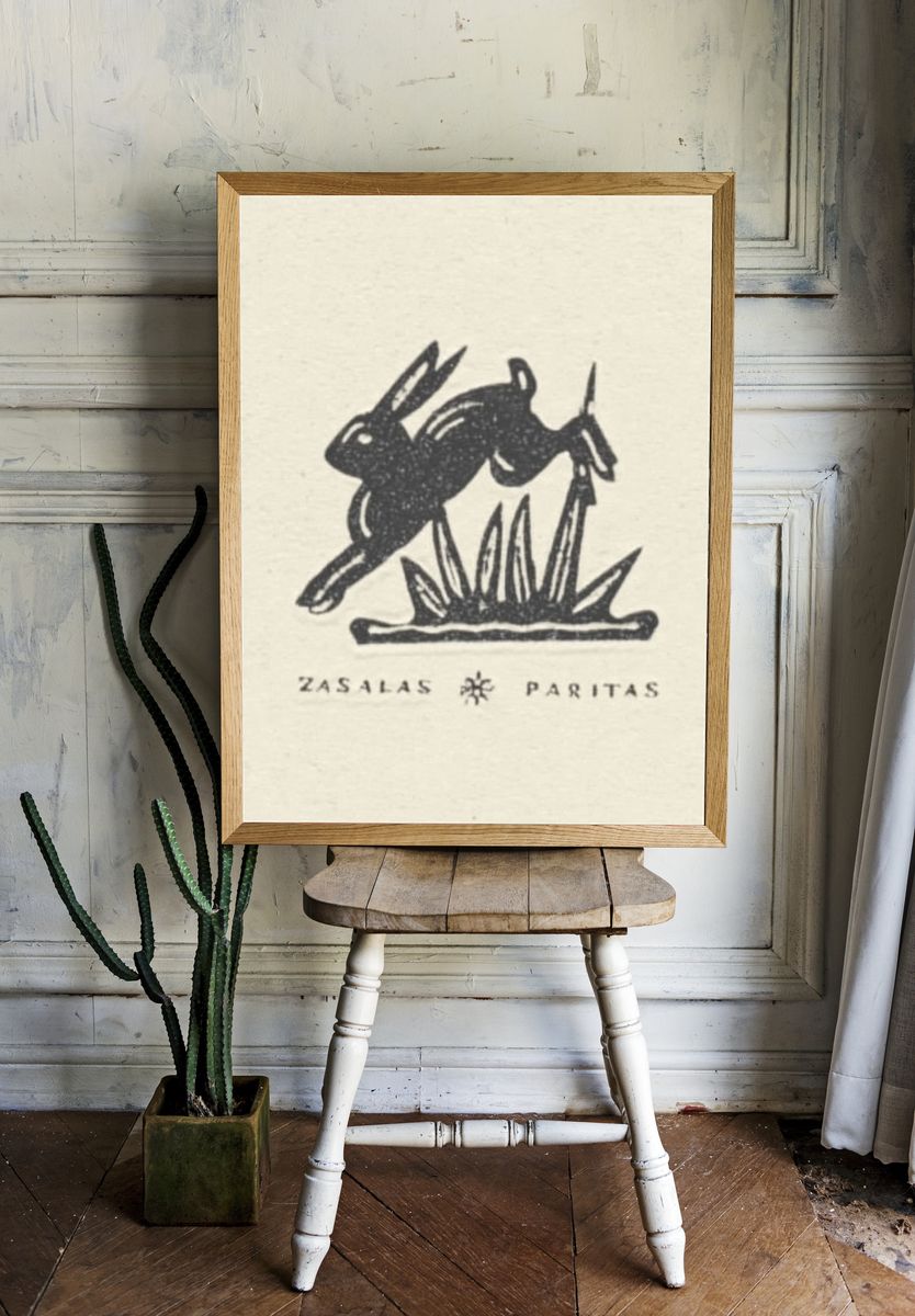 Zasalas Paritas Rabbit Vintage Print. room preview
