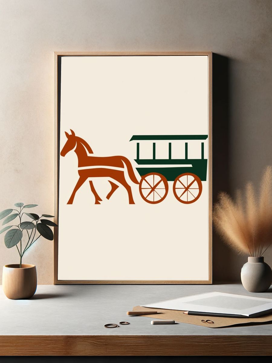 Horse Cart Vintage Print. — room view 2