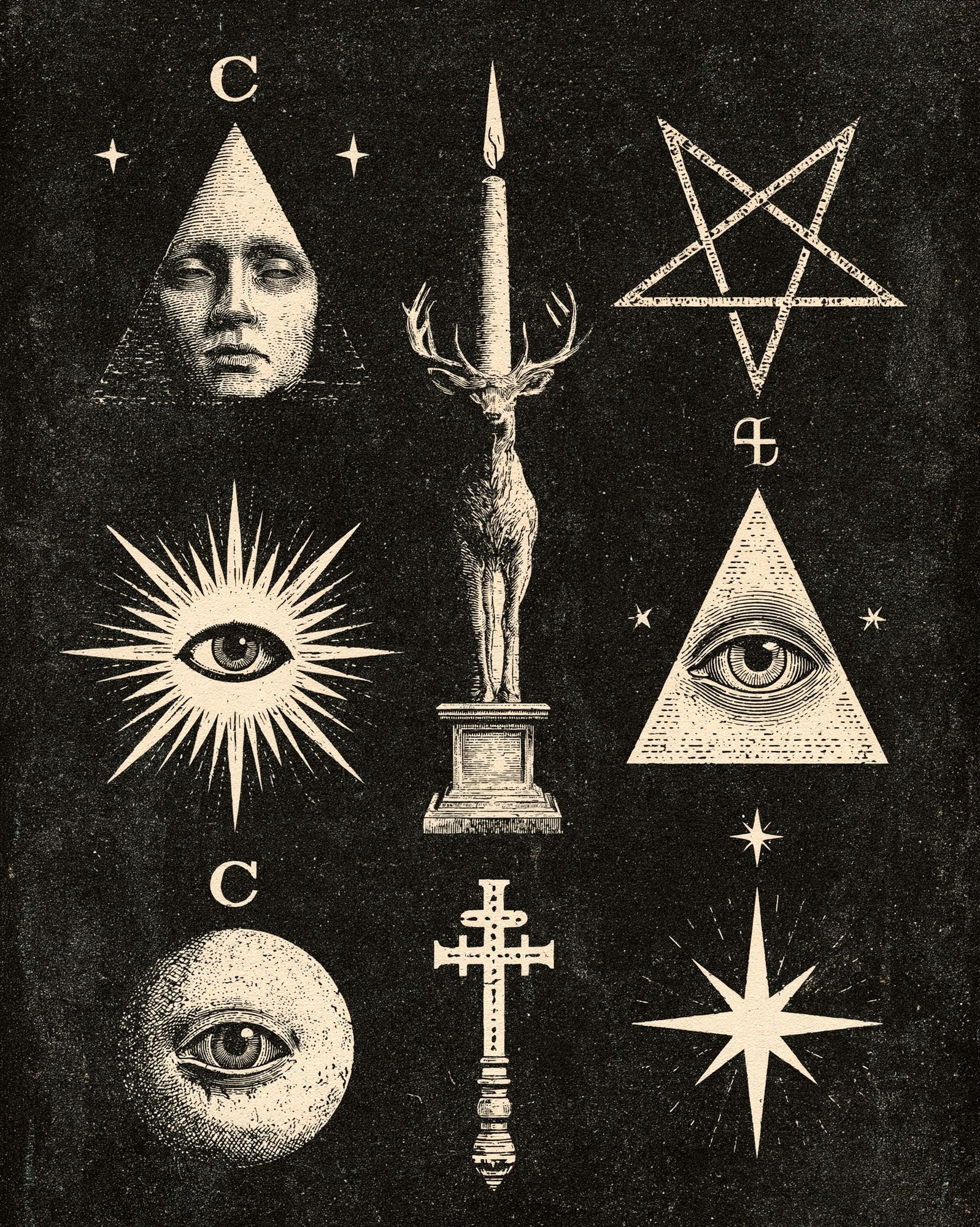 Occult Symbols Vintage Print. poster detail