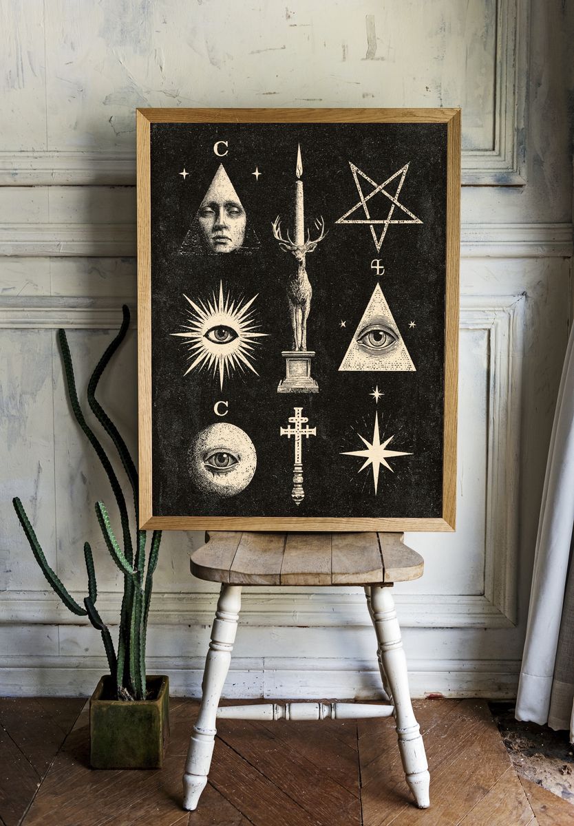 Occult Symbols Vintage Print. room preview