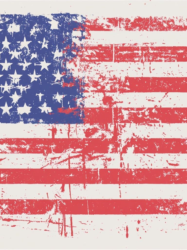 Distressed American Flag Vintage Print. poster — vintage art