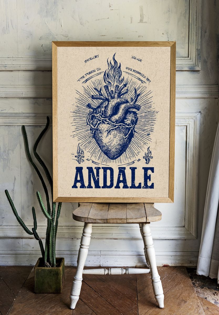 Anatomical Heart Vintage Print. room preview