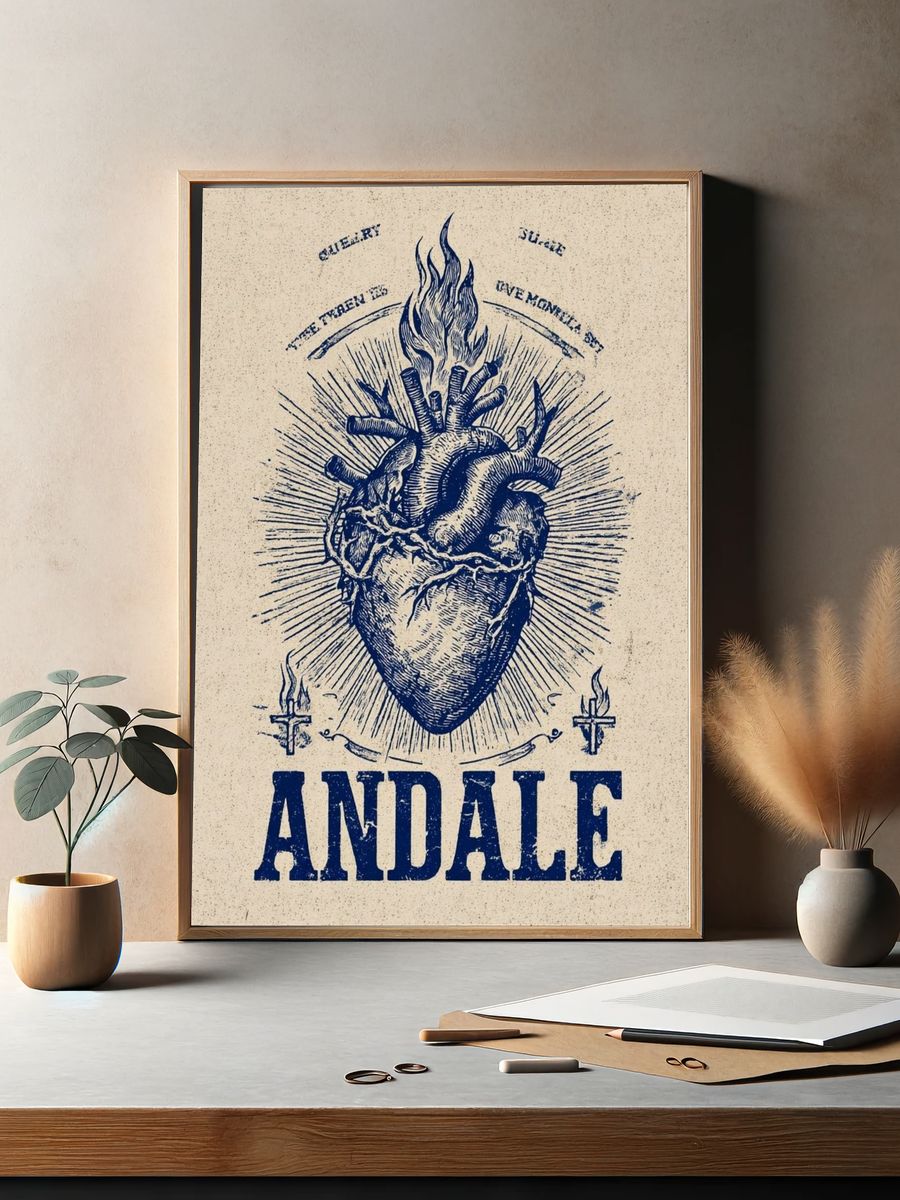 Anatomical Heart Vintage Print. — room view 2