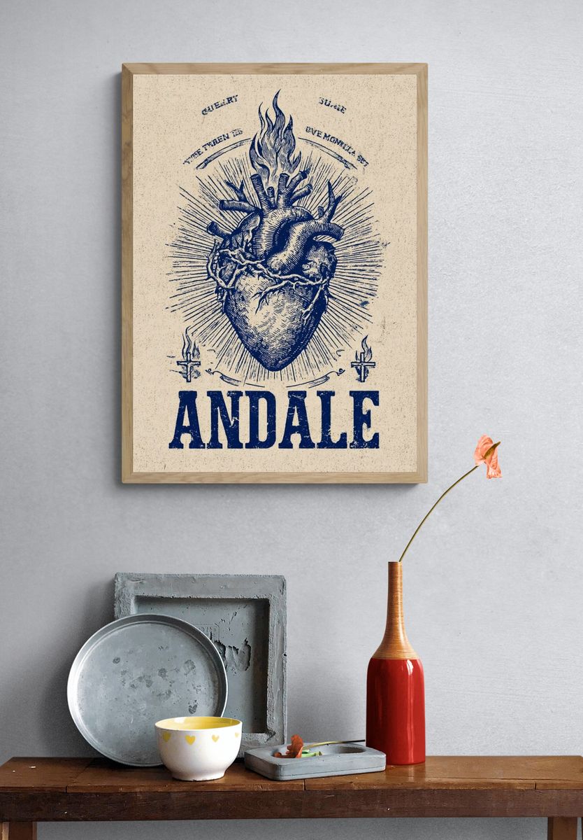 Anatomical Heart Vintage Print. — room view 3