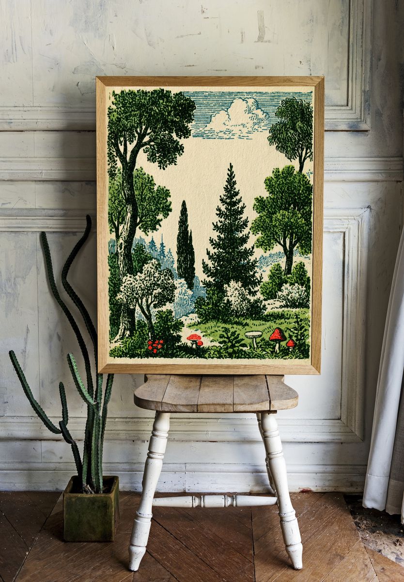 Forest Meadow Vintage Print. — room view 1