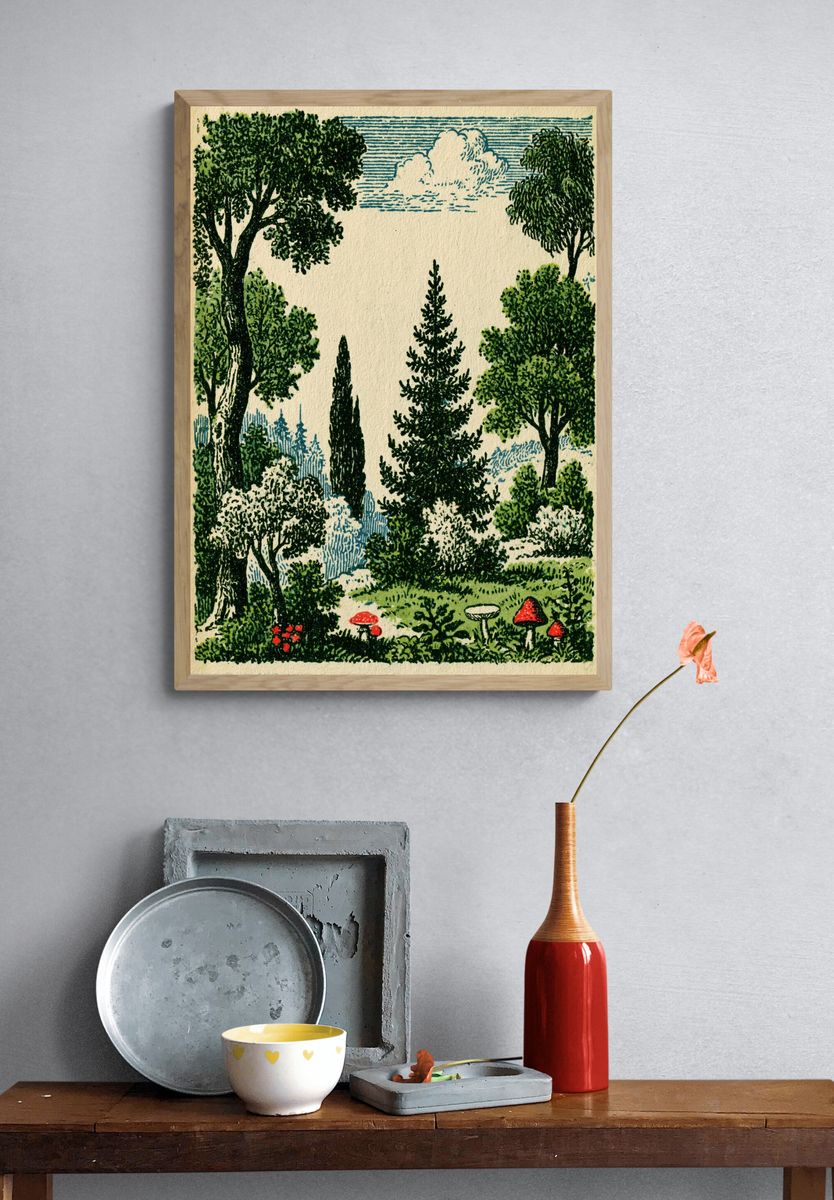 Forest Meadow Vintage Print. — room view 3