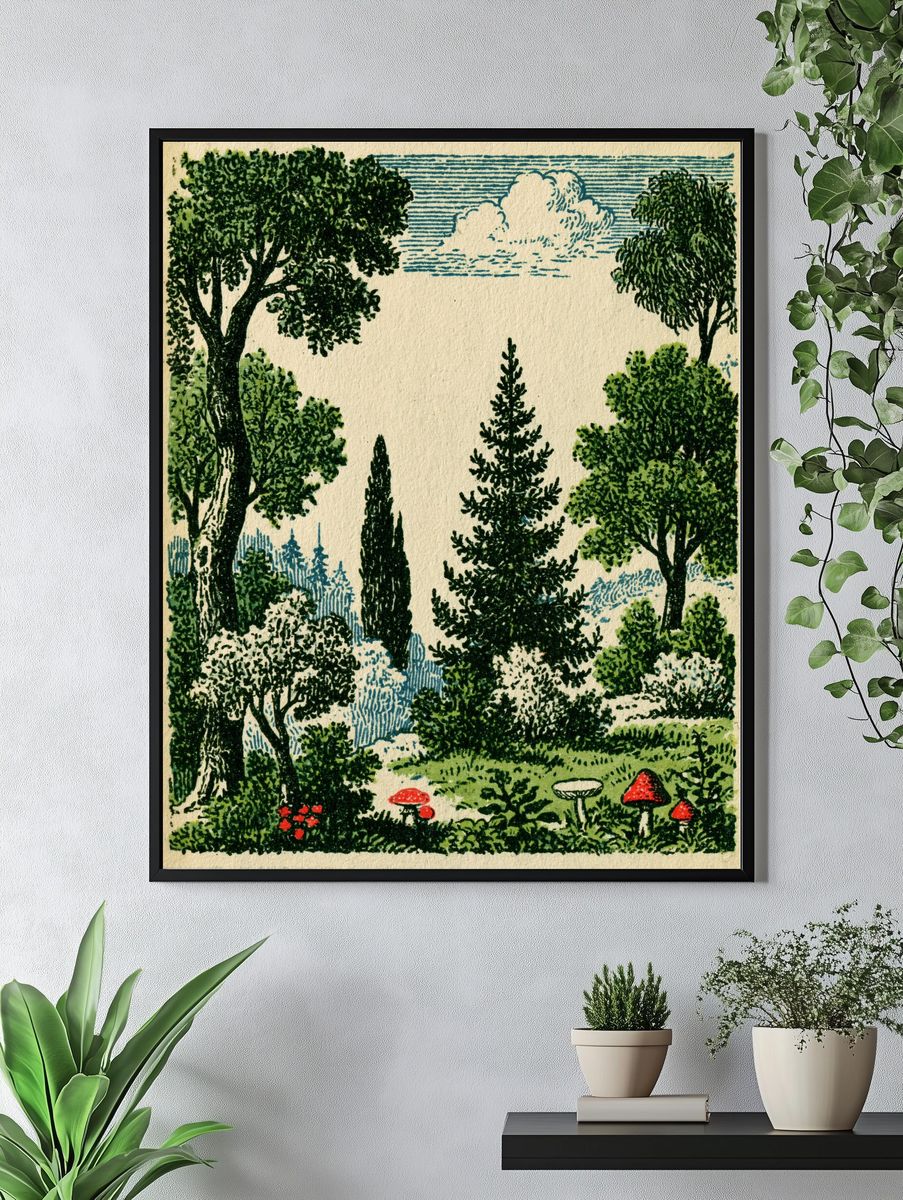 Forest Meadow Vintage Print. — room view 4