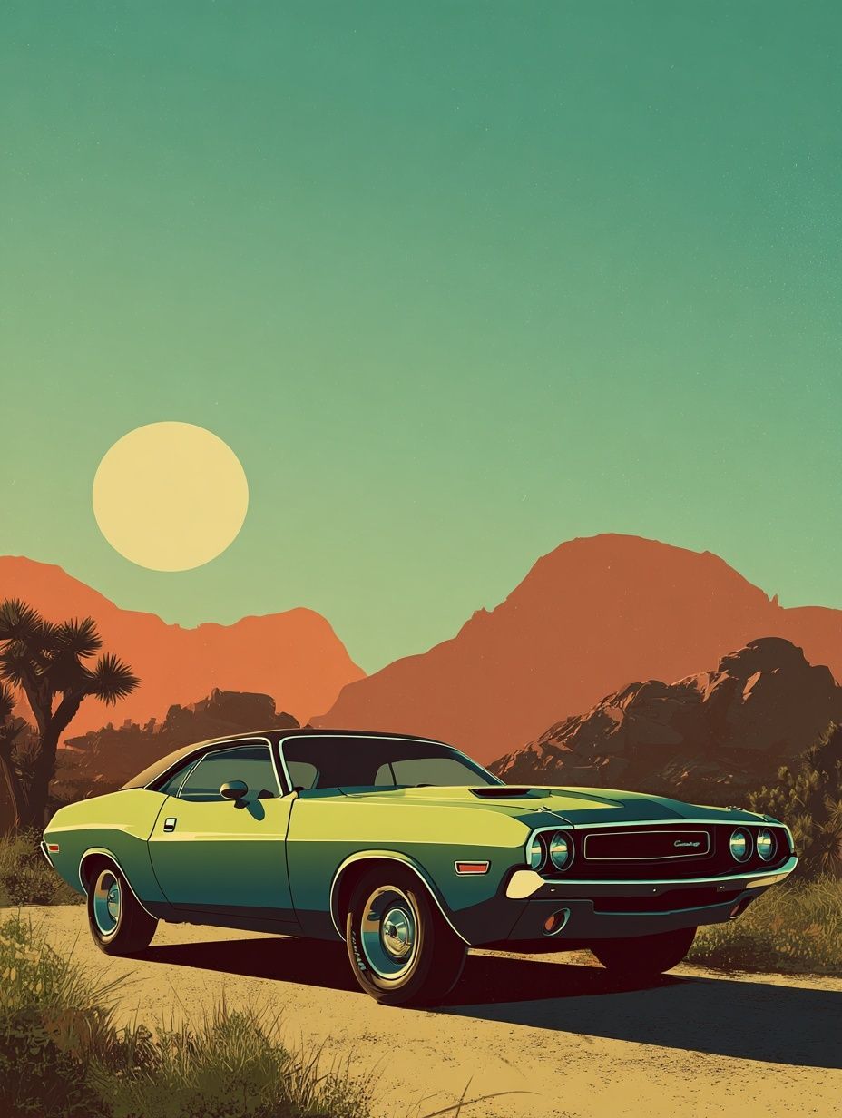 Desert Muscle Car Vintage Poster. poster detail