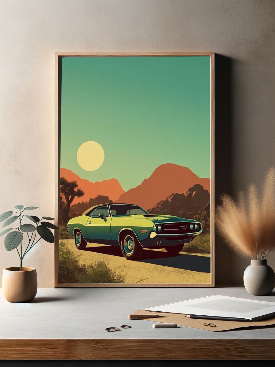 Desert Muscle Car Vintage Poster. — room view 2