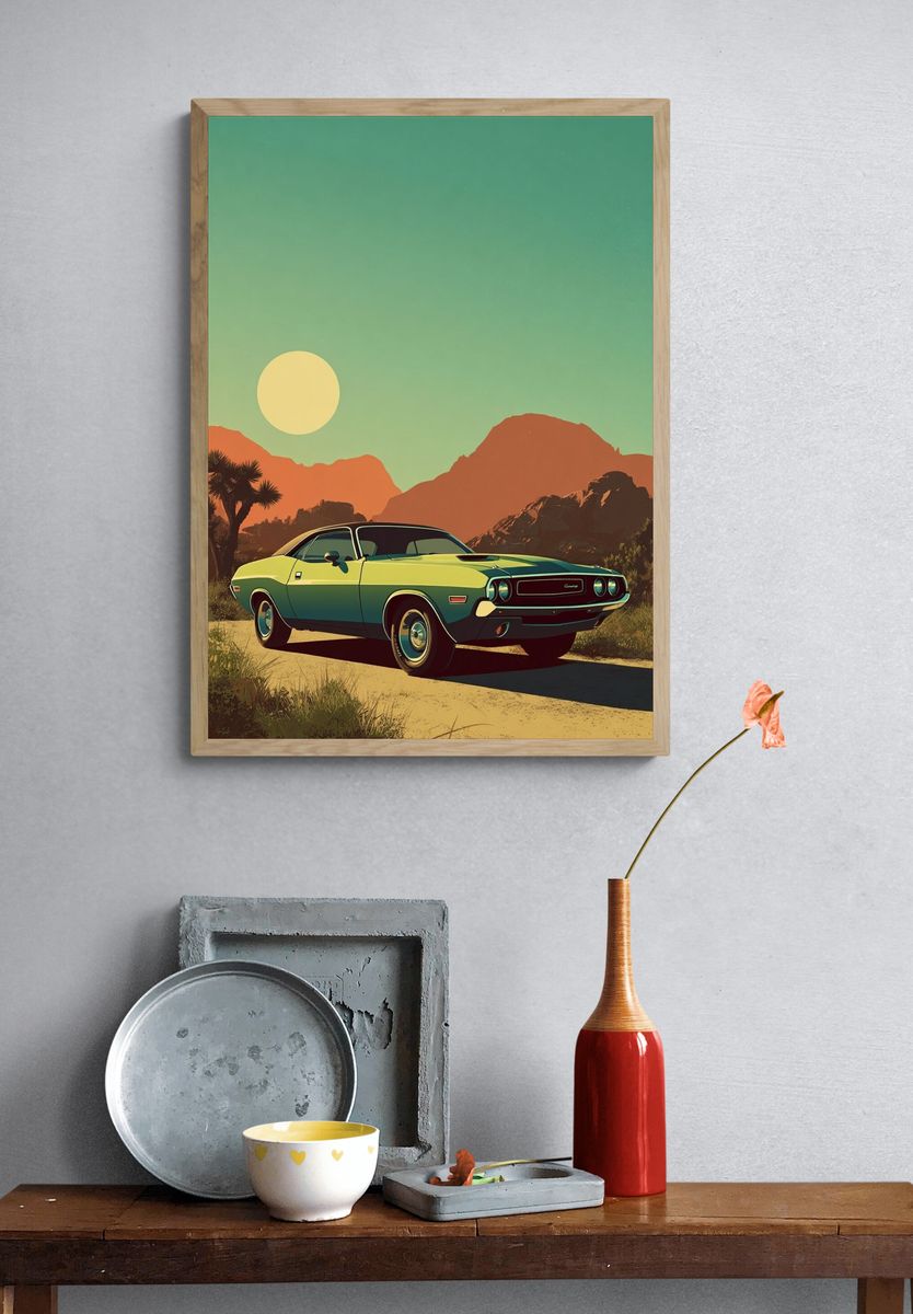 Desert Muscle Car Vintage Poster. — room view 3
