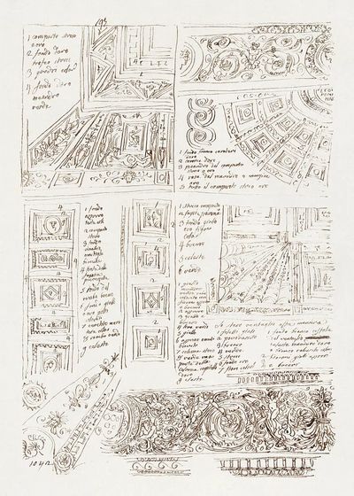 Ornamental Sketch Study Vintage Print