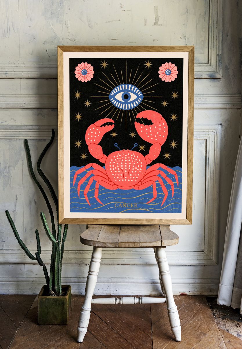Cancer Zodiac Vintage Poster. room preview