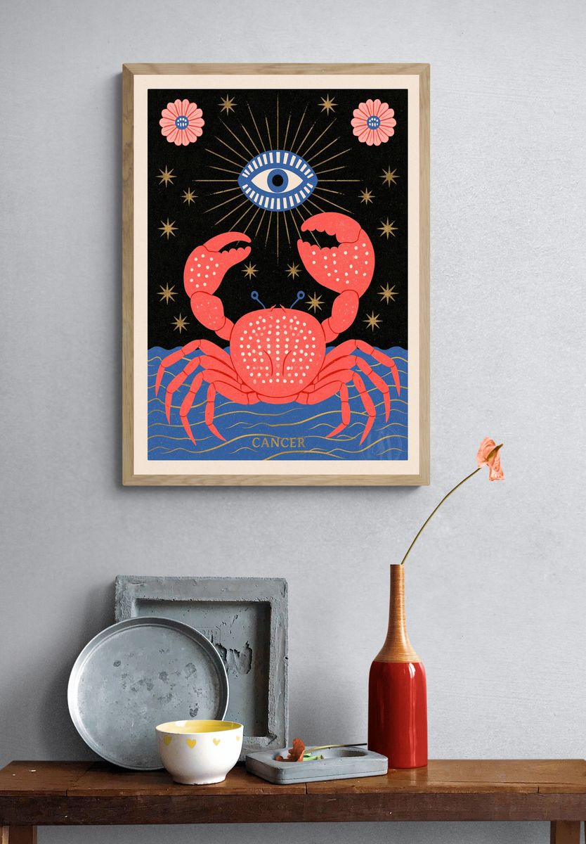 Cancer Zodiac Vintage Poster. — room view 3