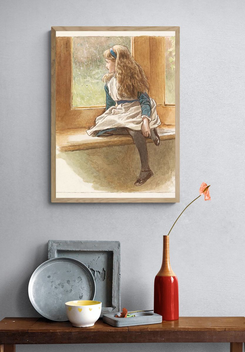Girl by the Window — Vintage Print. — room view 3
