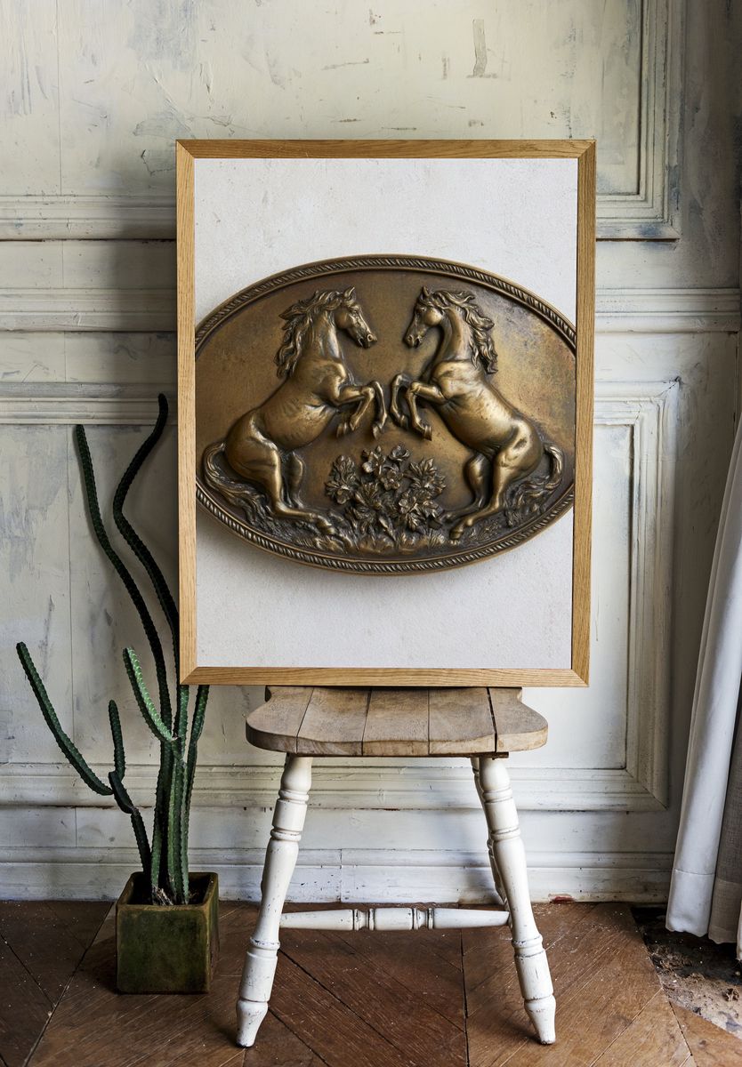 Rearing Horses Vintage Print. room preview