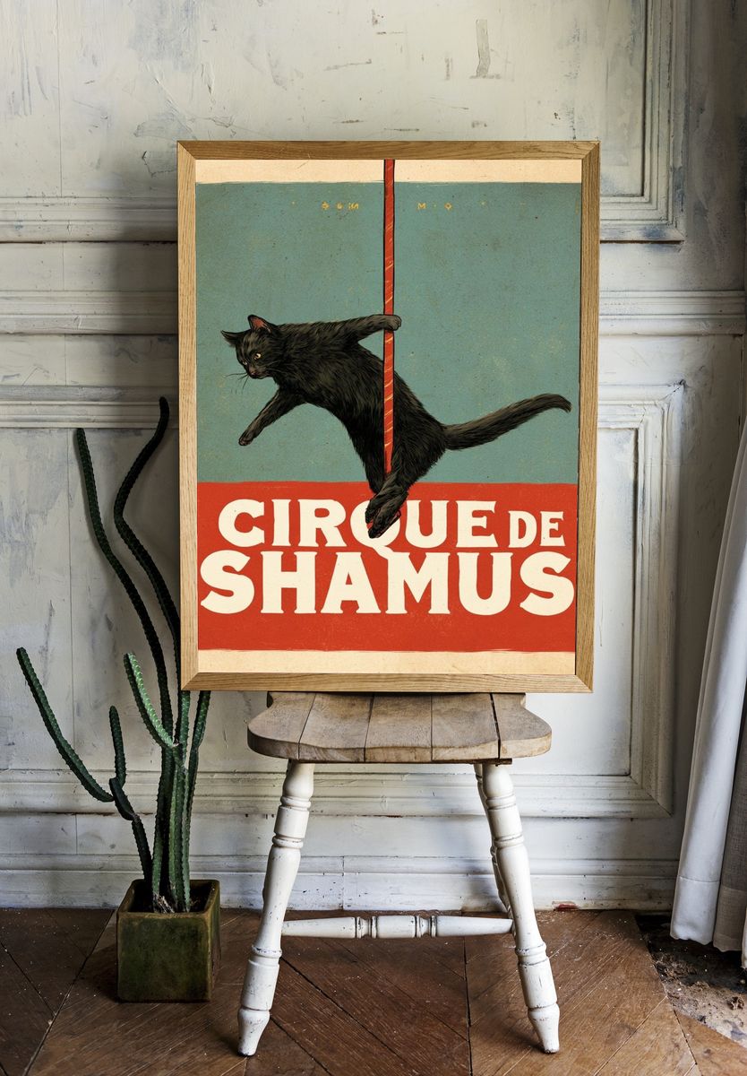 Circus Cat Vintage Poster. room preview