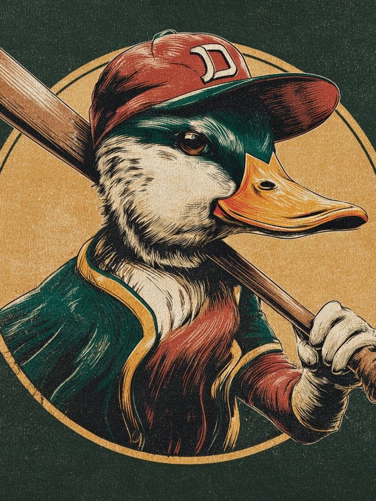 Duck Baseball Vintage Poster. poster detail