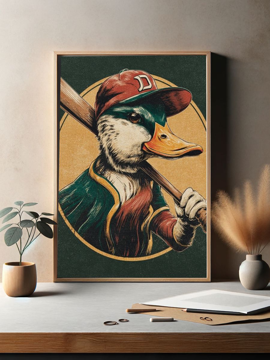 Duck Baseball Vintage Poster. — room view 2