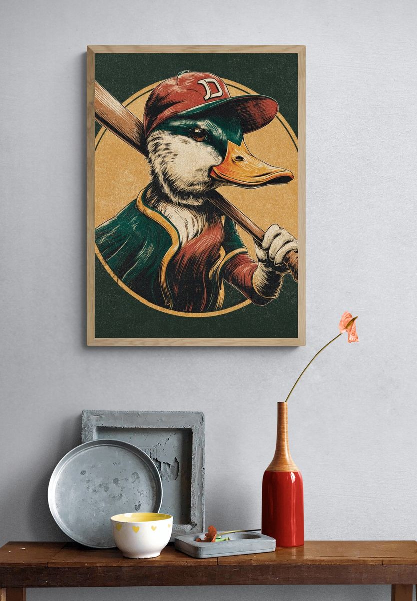 Duck Baseball Vintage Poster. — room view 3
