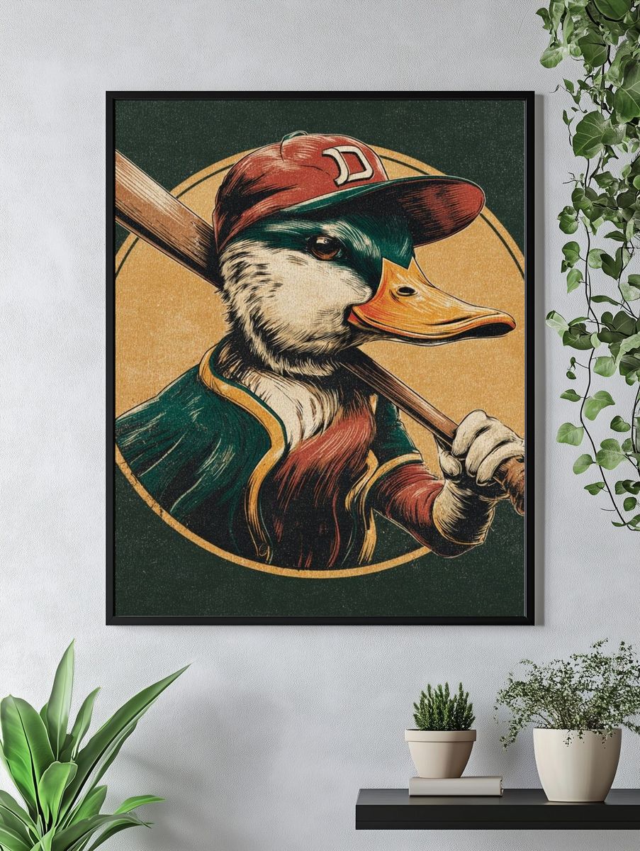 Duck Baseball Vintage Poster. — room view 4