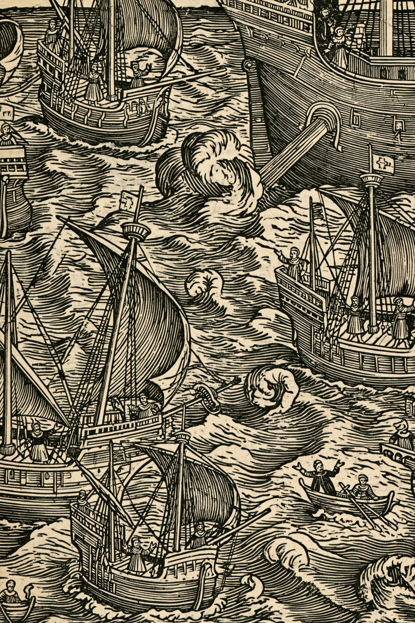 Woodcut Sailing Fleet Poster. poster detail