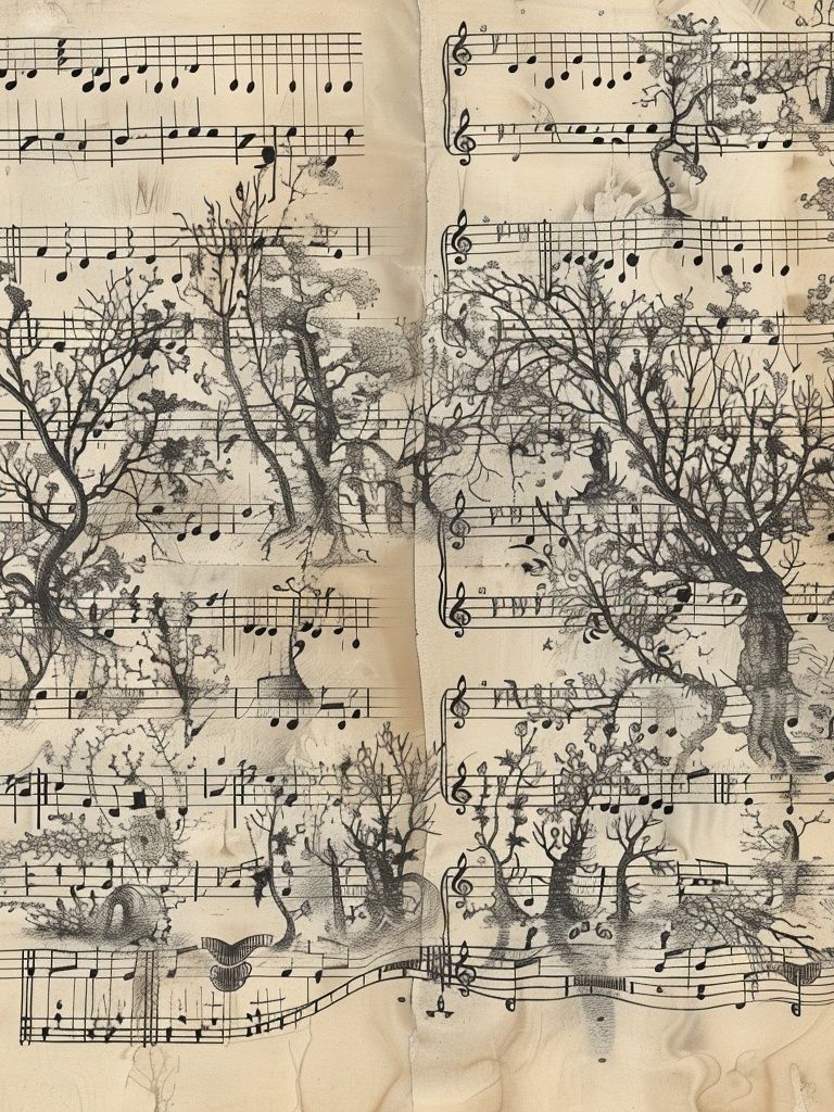 Musical Trees Vintage Print. poster — vintage art