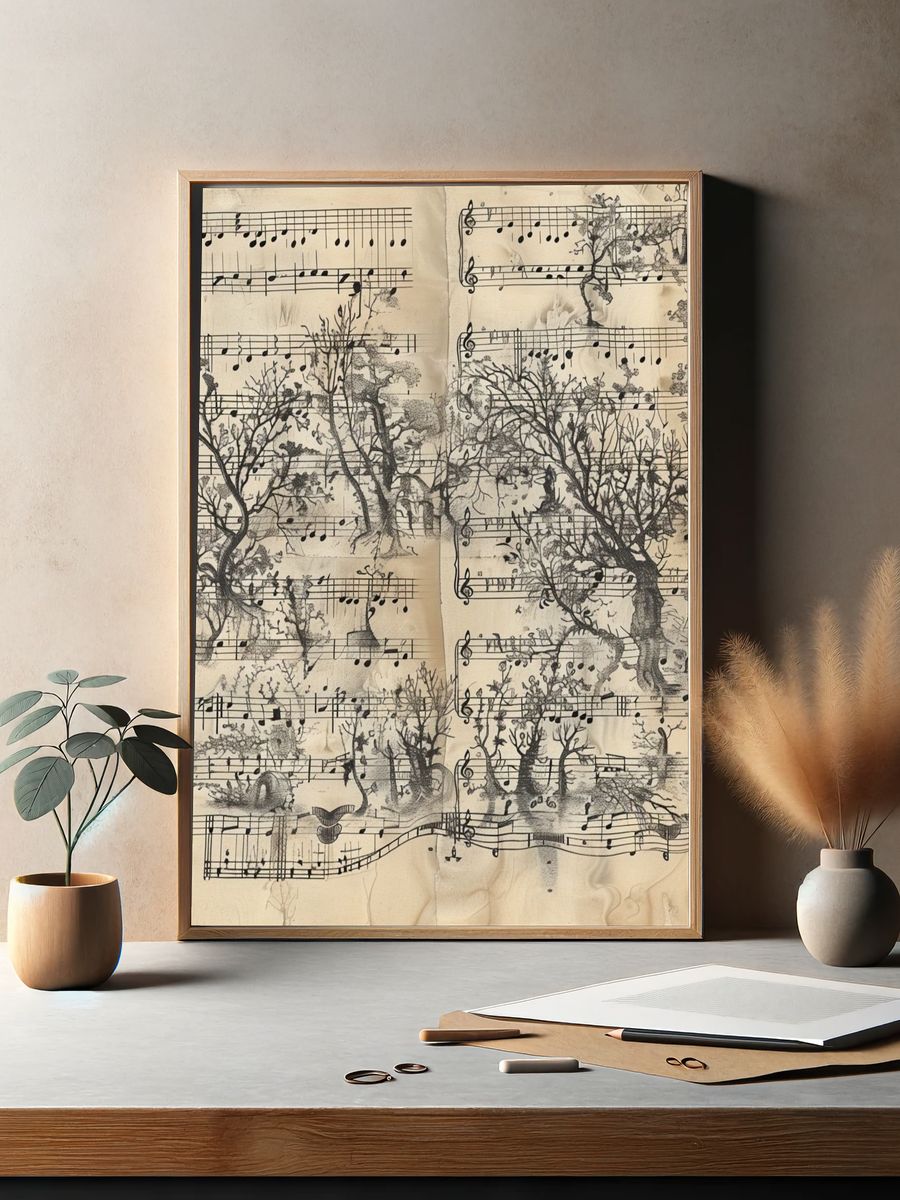Musical Trees Vintage Print. — room view 2