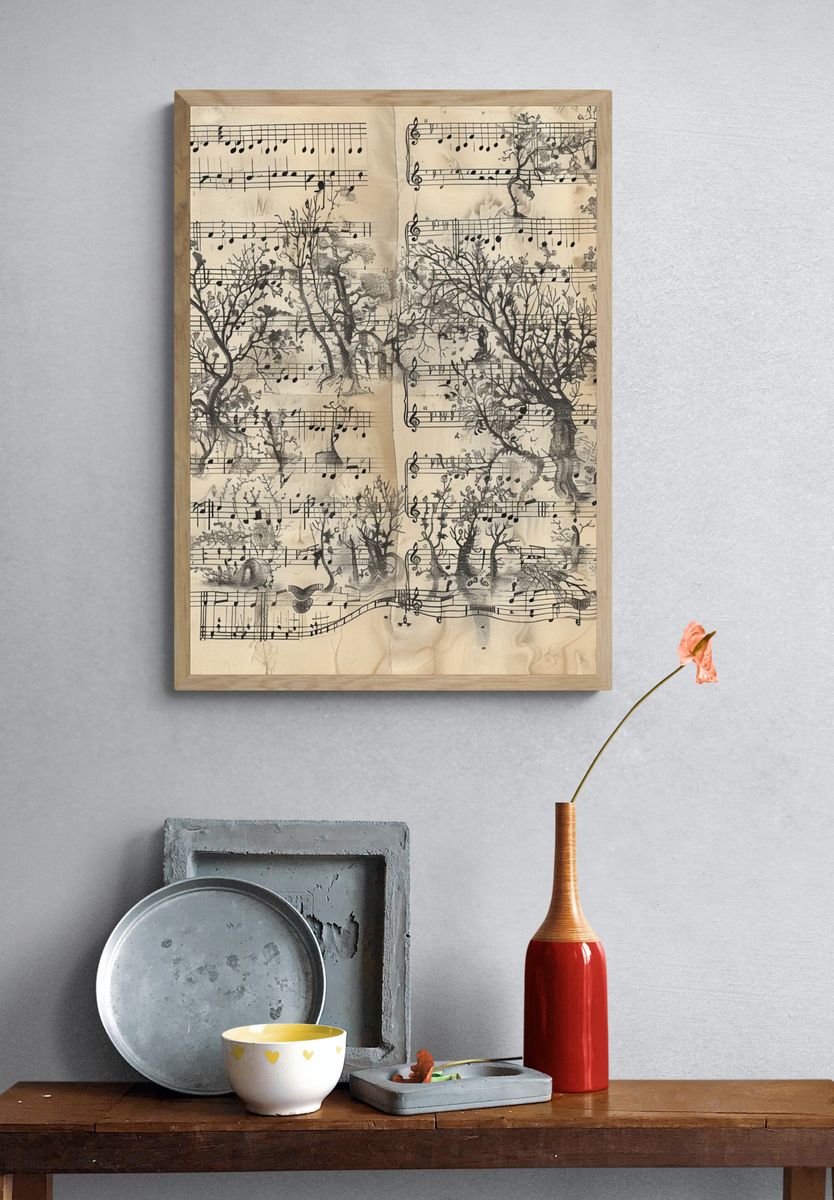 Musical Trees Vintage Print. — room view 3