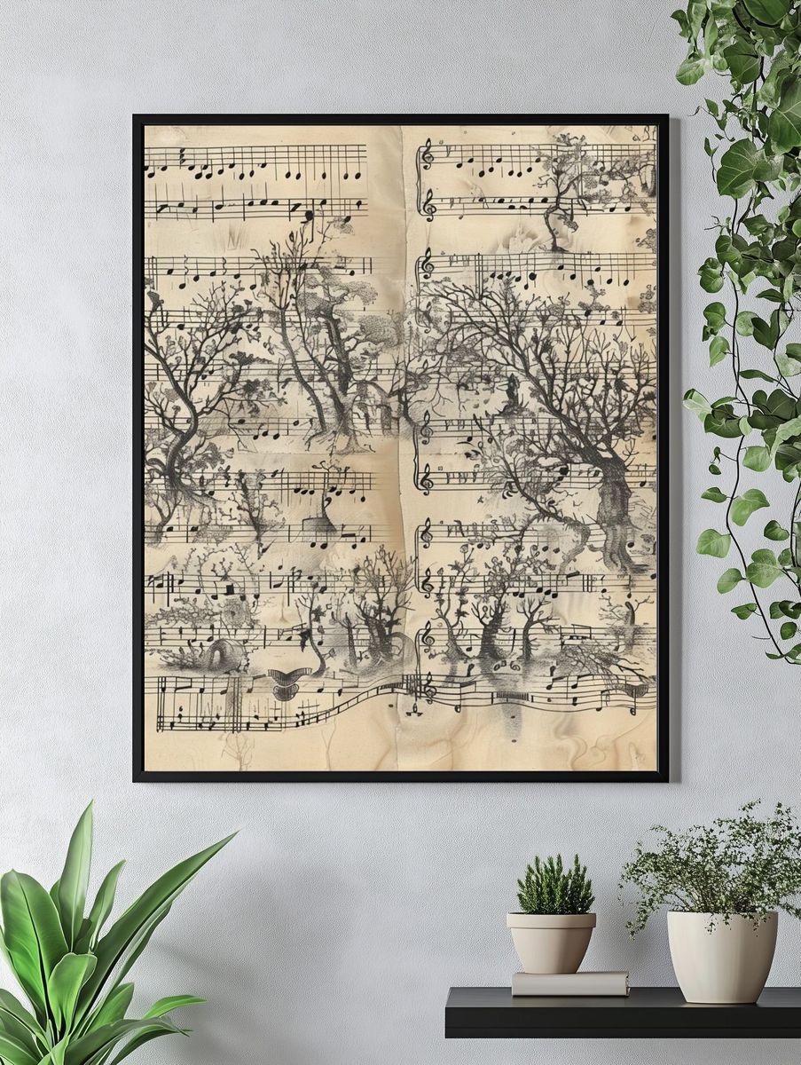 Musical Trees Vintage Print. — room view 4