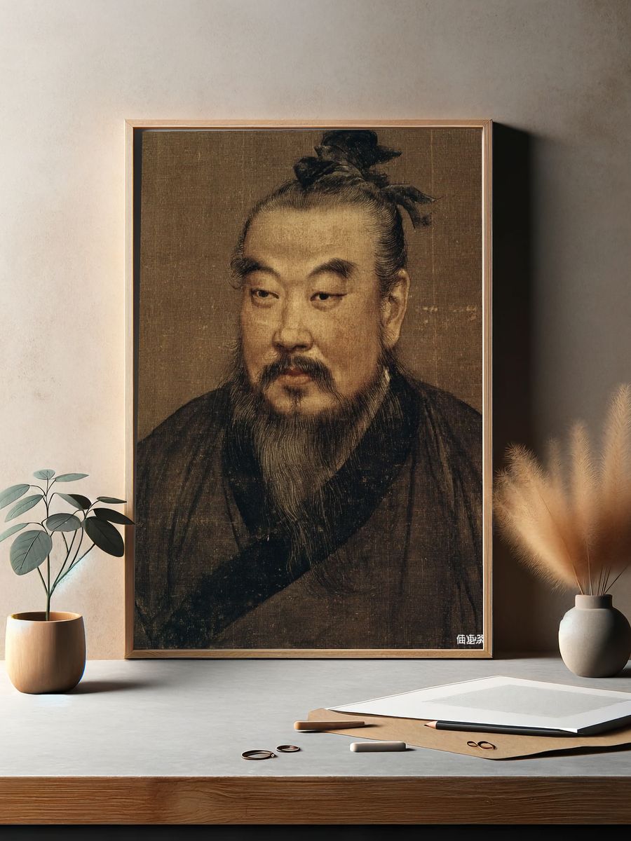 Ancient Chinese Portrait Vintage Print. — room view 2