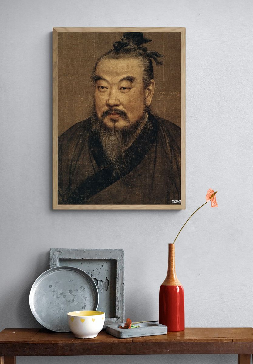 Ancient Chinese Portrait Vintage Print. — room view 3