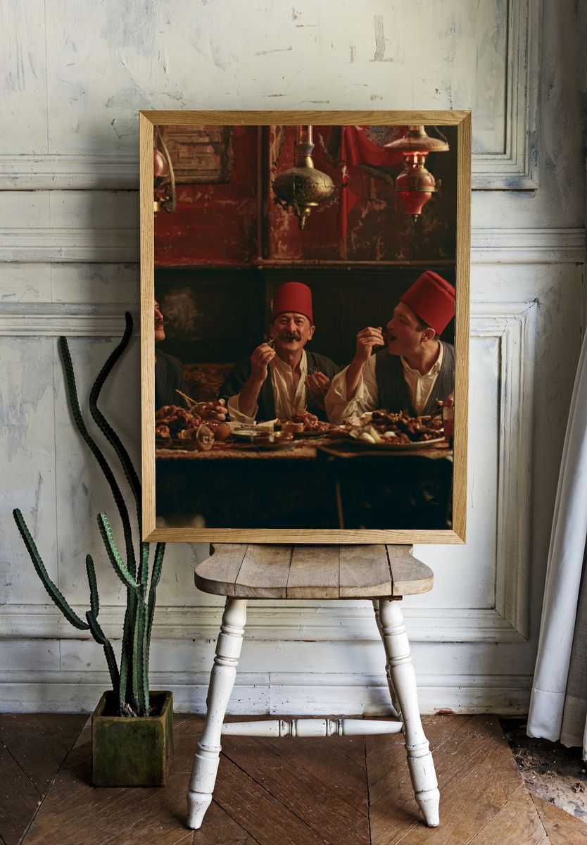 Ottoman Feast Scene Vintage Print. room preview