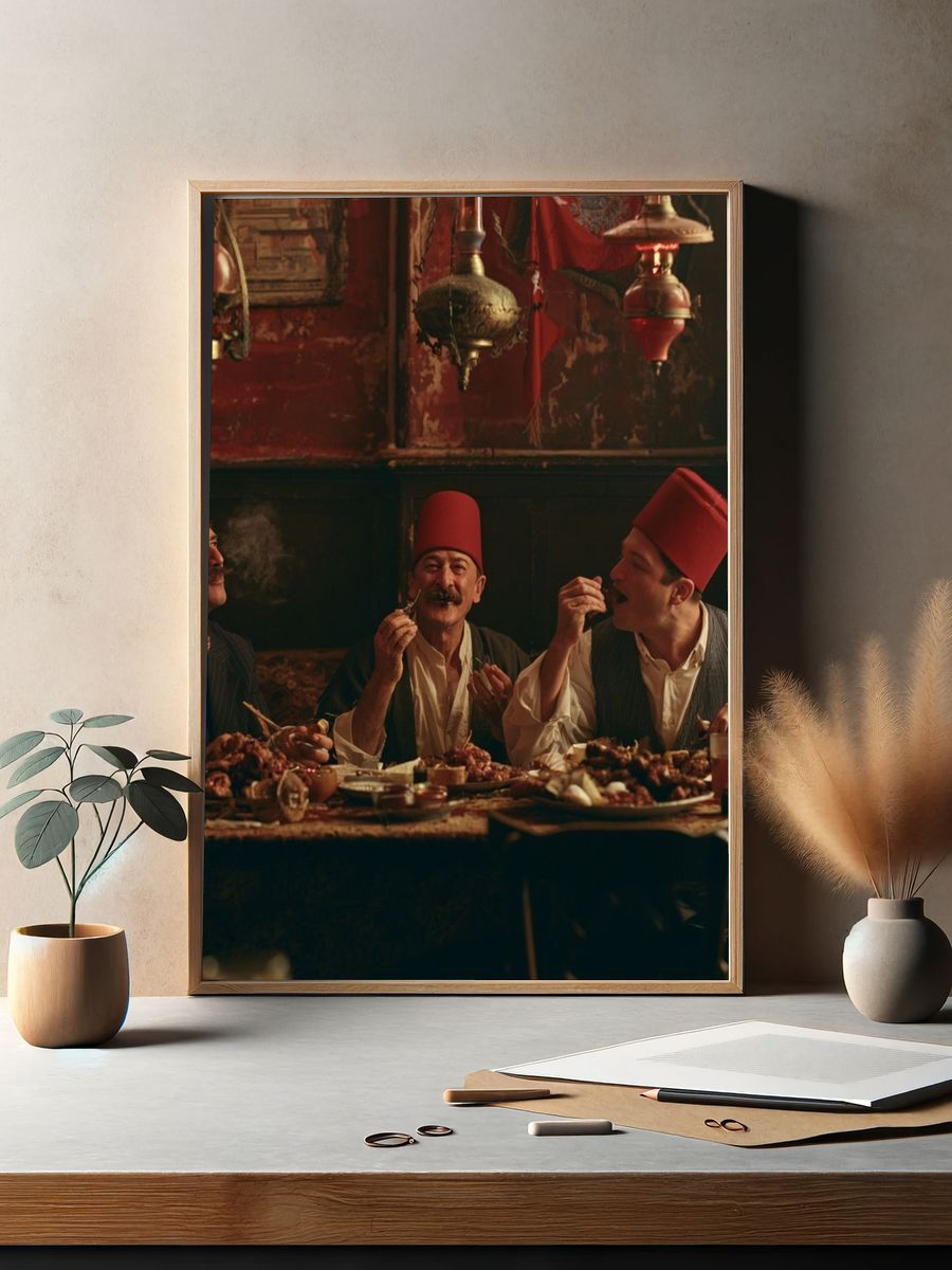 Ottoman Feast Scene Vintage Print. — room view 2