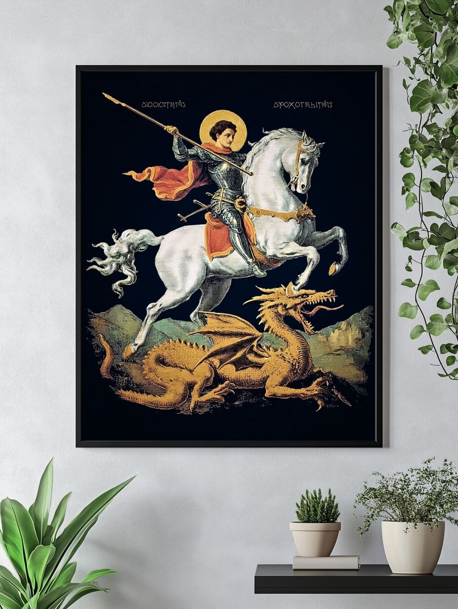 Saint George and Dragon Vintage Print. — room view 4
