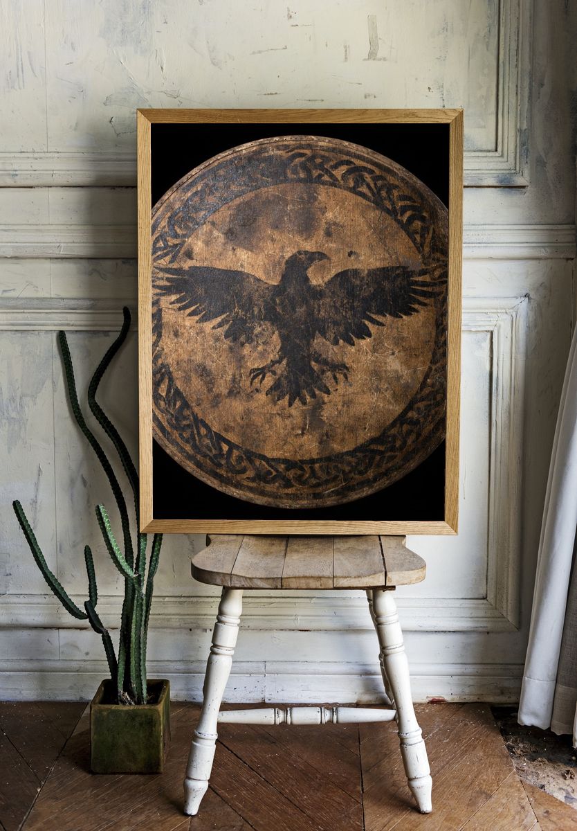 Eagle Shield Vintage Print. room preview