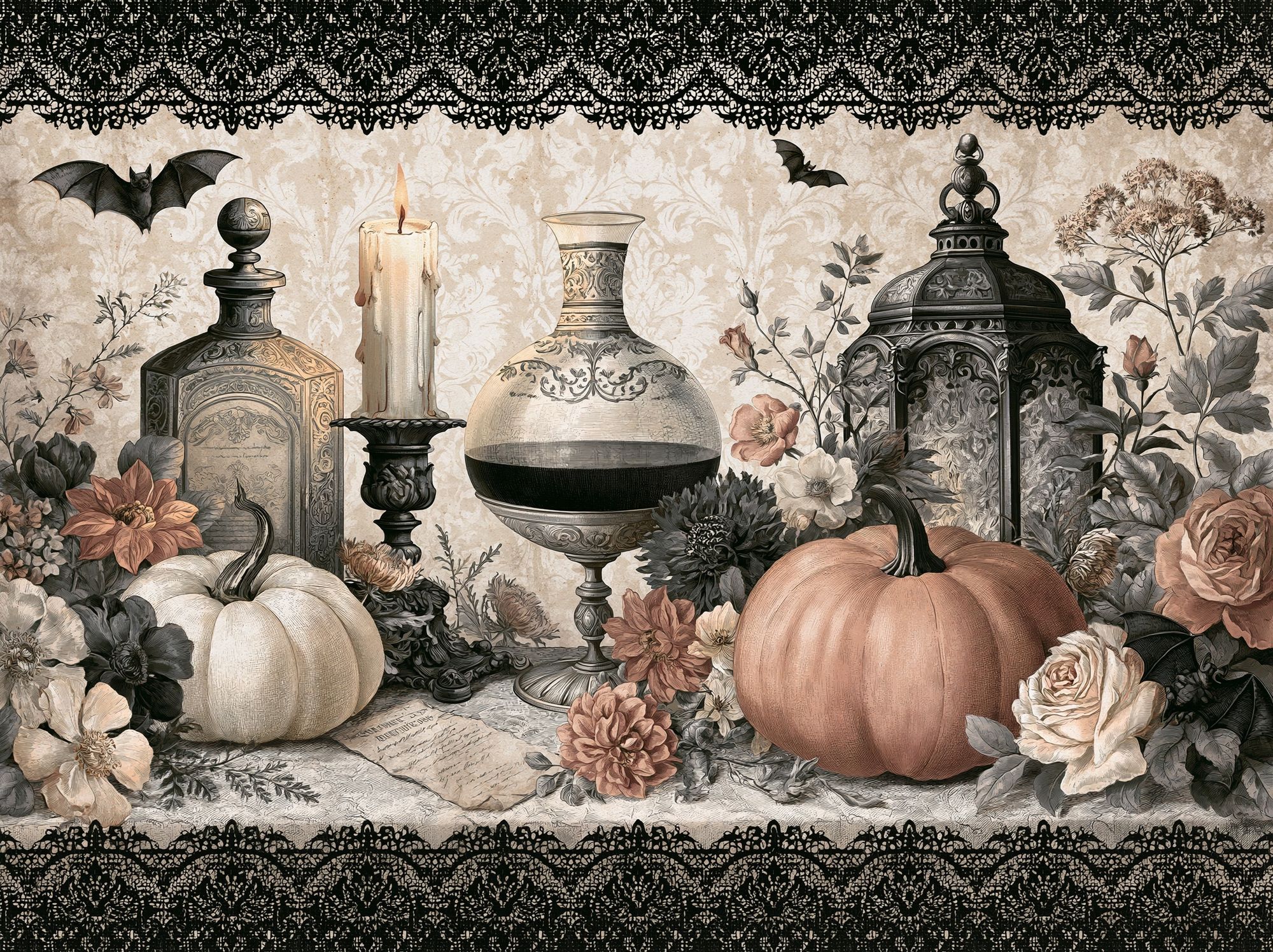 Halloween Still Life Vintage Poster. poster — vintage art