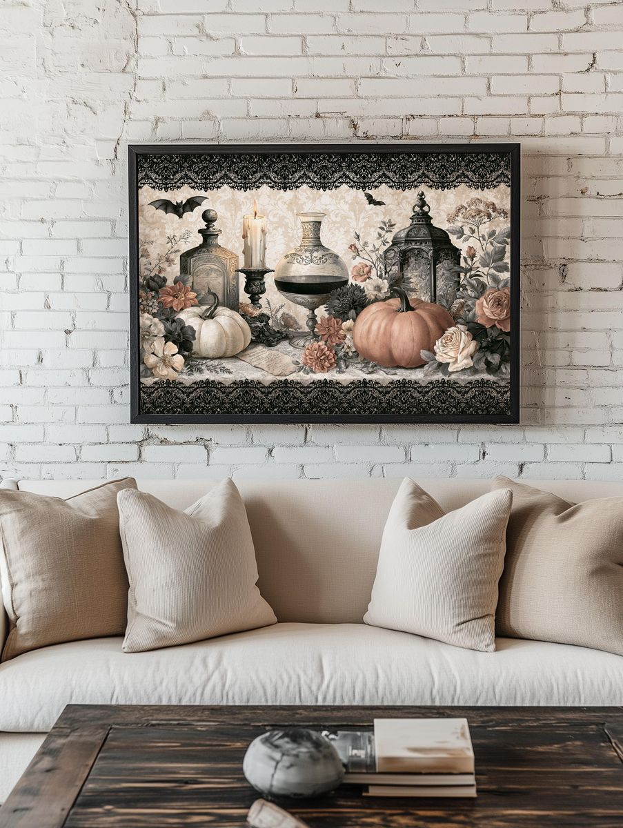 Halloween Still Life Vintage Poster. room preview