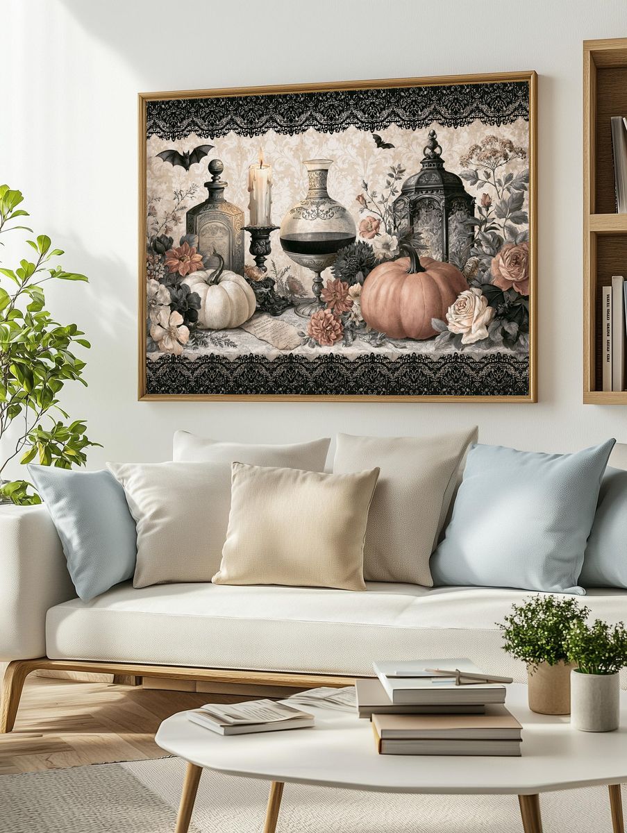Halloween Still Life Vintage Poster. — room view 2