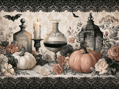 Halloween Still Life Vintage Poster.