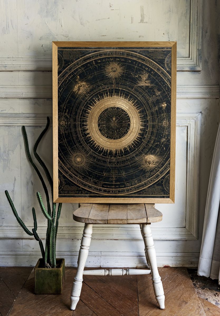 Celestial Astrolabe Vintage Print. room preview