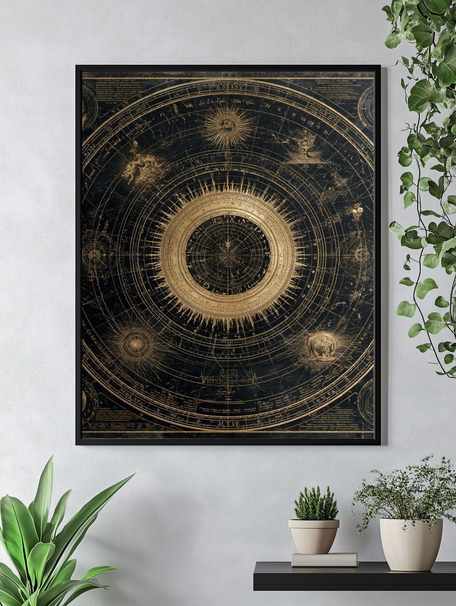 Celestial Astrolabe Vintage Print. — room view 4